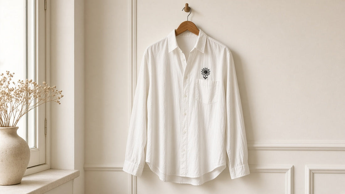 A plain embroidered shirt or a striped one