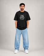 Alpha Wolf Embroidery Oversized T-Shirt