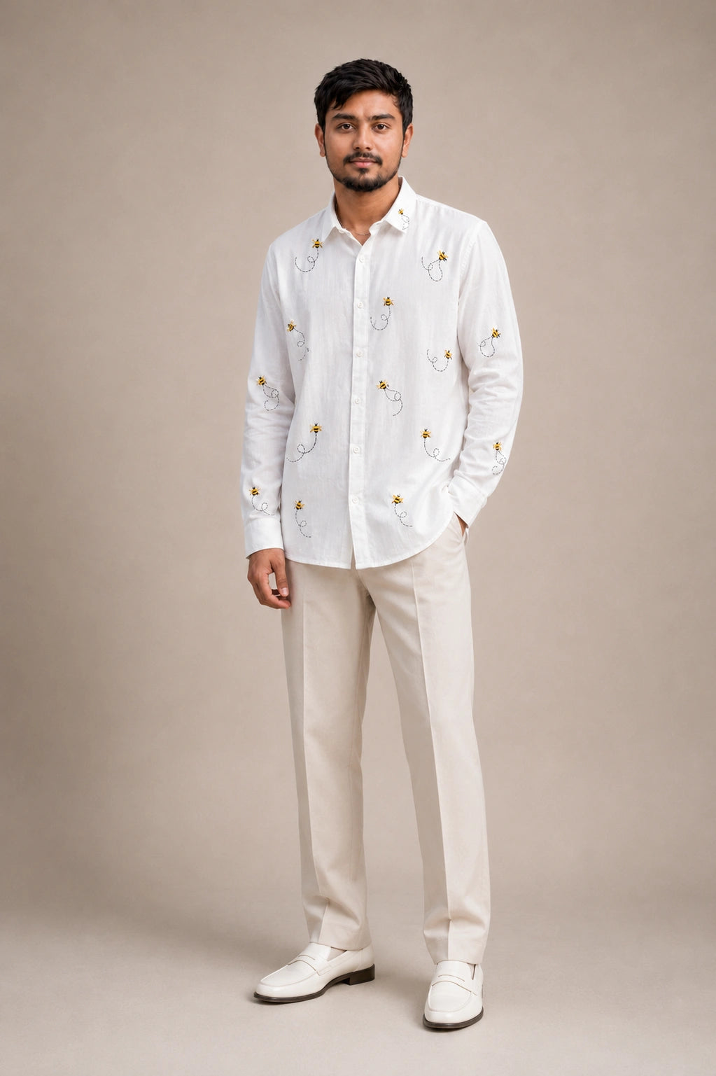 Bee Embroidered Premium Plain Shirt | VULTARO™