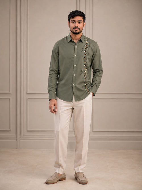 Bee Vine Embroidered Premium Plain Shirt | VULTARO™