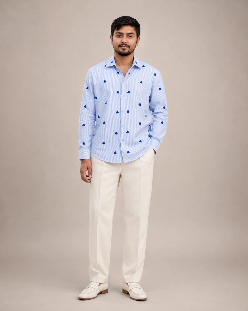 Blue Heart Embroidered Premium Plain Shirt | VULTARO™