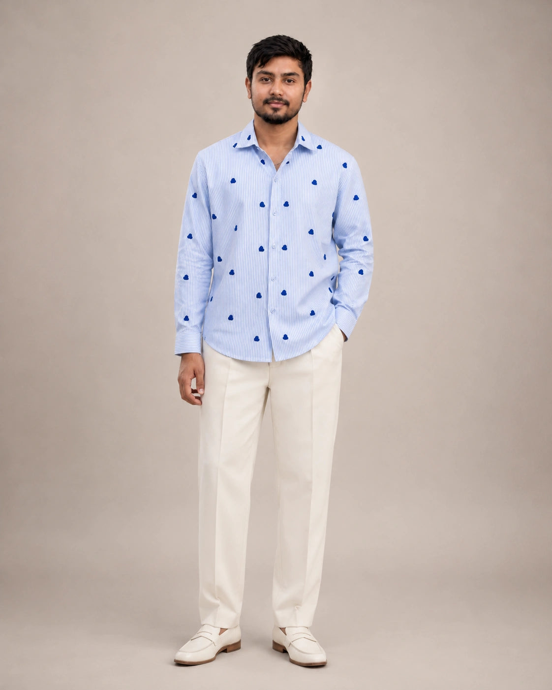 Blue Heart Embroidered Premium Plain Shirt | VULTARO™
