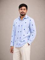 Blue Heart Embroidered Premium Plain Shirt | VULTARO™