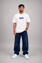 Blue Maze Embroidery Oversized T-Shirt