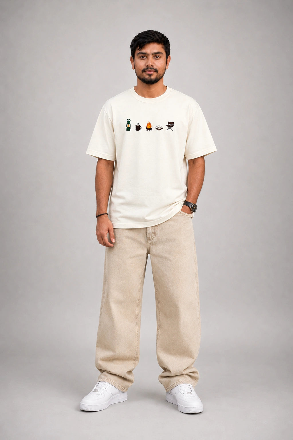 Campfire Vibes Embroidery Oversized T-Shirt