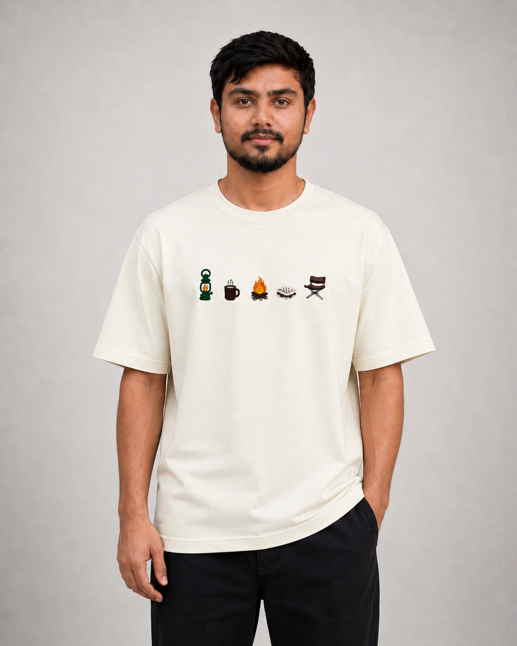 Campfire Vibes Embroidery Oversized T-Shirt