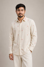 Coral Branch Embroidered Premium Plain Shirt | VULTARO™