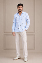 Daisy Embroidered Premium Striped Shirt | VULTARO™