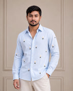Daisy Embroidered Premium Striped Shirt | VULTARO™
