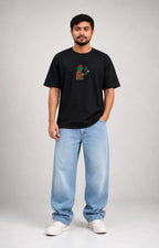 Detective Frog Embroidery Oversized T-Shirt