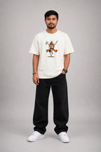 Divine Hanuman Embroidery Oversized T-Shirt