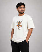 Divine Hanuman Embroidery Oversized T-Shirt