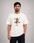 Divine Hanuman Embroidery Oversized T-Shirt