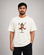 Divine Hanuman Embroidery Oversized T-Shirt