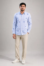 Evil Eye Embroidered Premium Striped Shirt | VULTARO™