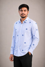 Evil Eye Embroidered Premium Striped Shirt | VULTARO™