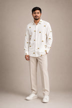 Floral Cluster Embroidered Premium Plain Shirt | VULTARO™