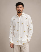 Floral Cluster Embroidered Premium Plain Shirt | VULTARO™