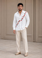 Flower Vine Embroidered Premium Plain Shirt | VULTARO™