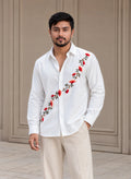 Flower Vine Embroidered Premium Plain Shirt | VULTARO™