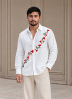 Flower Vine Embroidered Premium Plain Shirt | VULTARO™