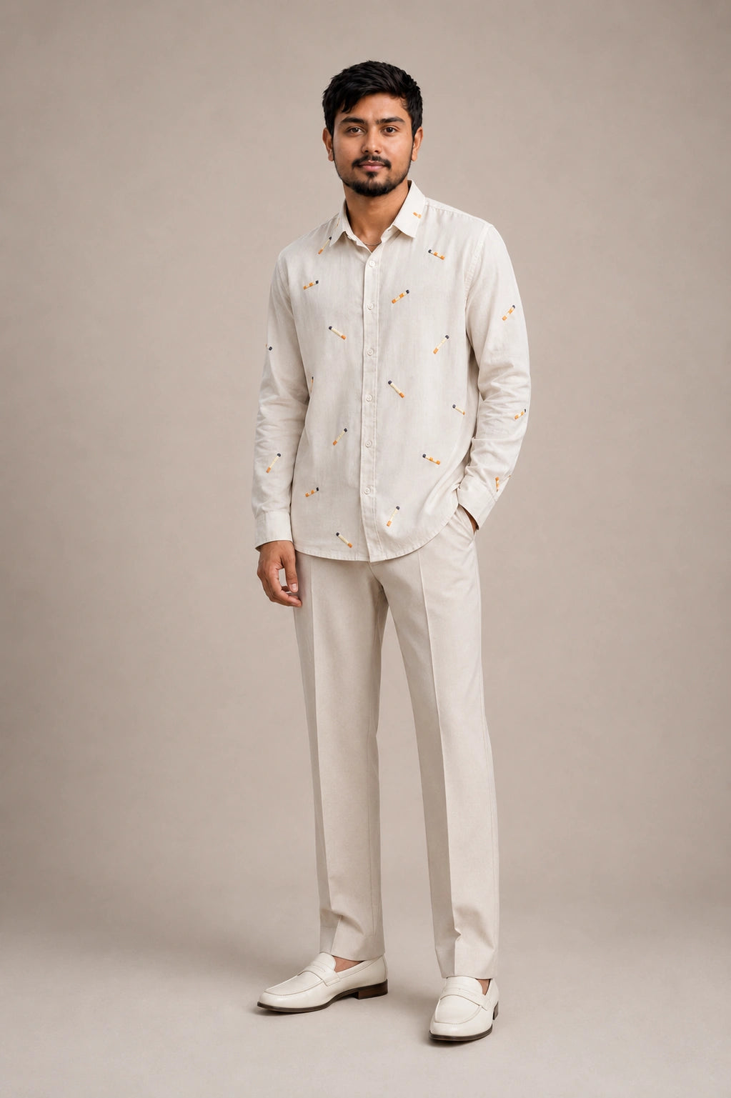 Matchstick Embroidered Premium Plain Shirt | VULTARO™