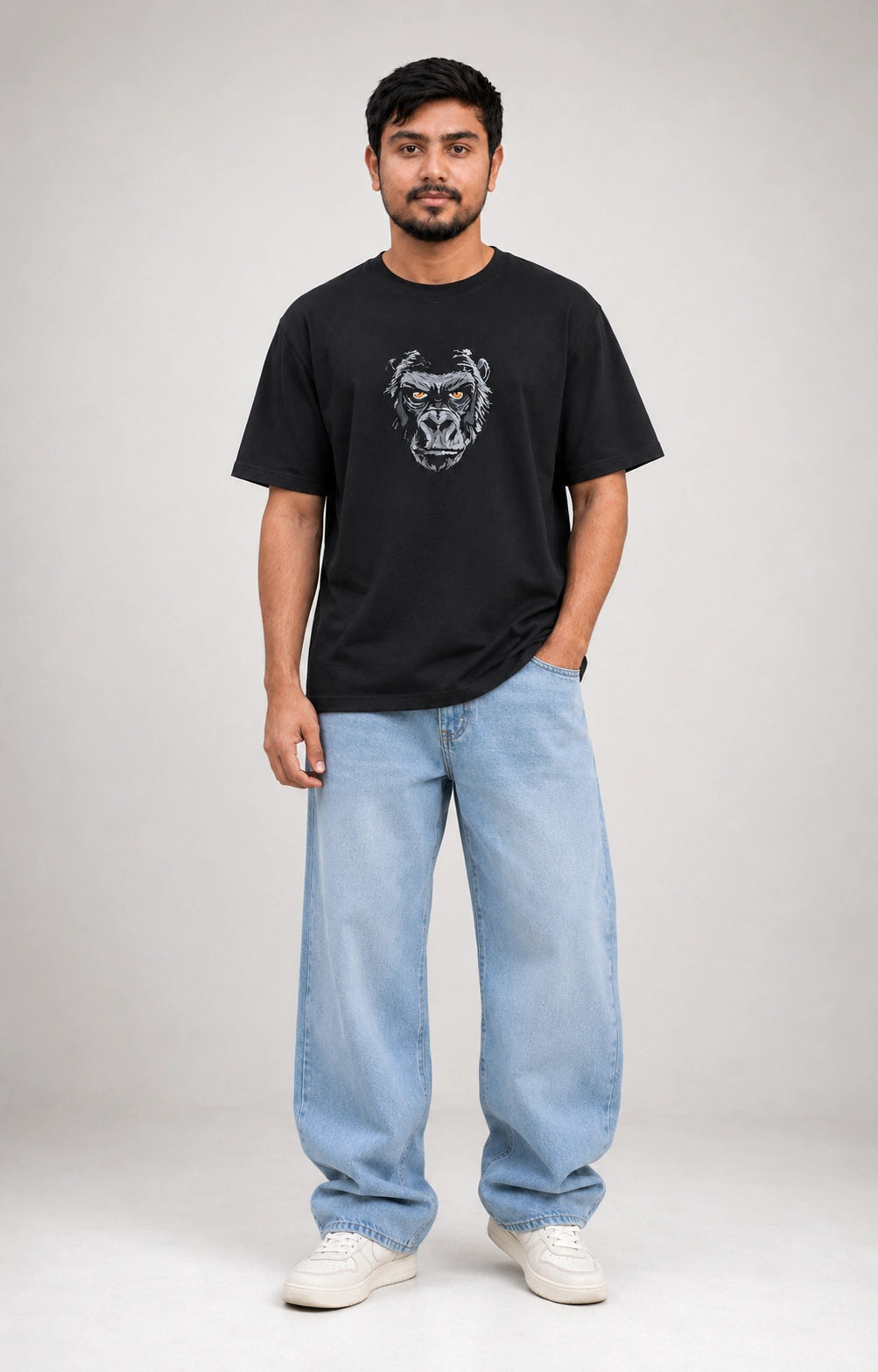 Mighty Gorilla Embroidery Oversized T-Shirt