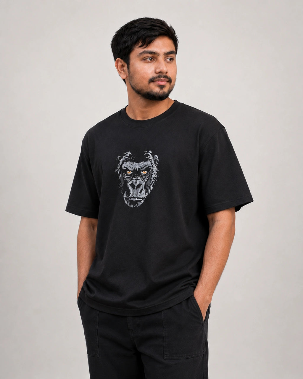 Mighty Gorilla Embroidery Oversized T-Shirt