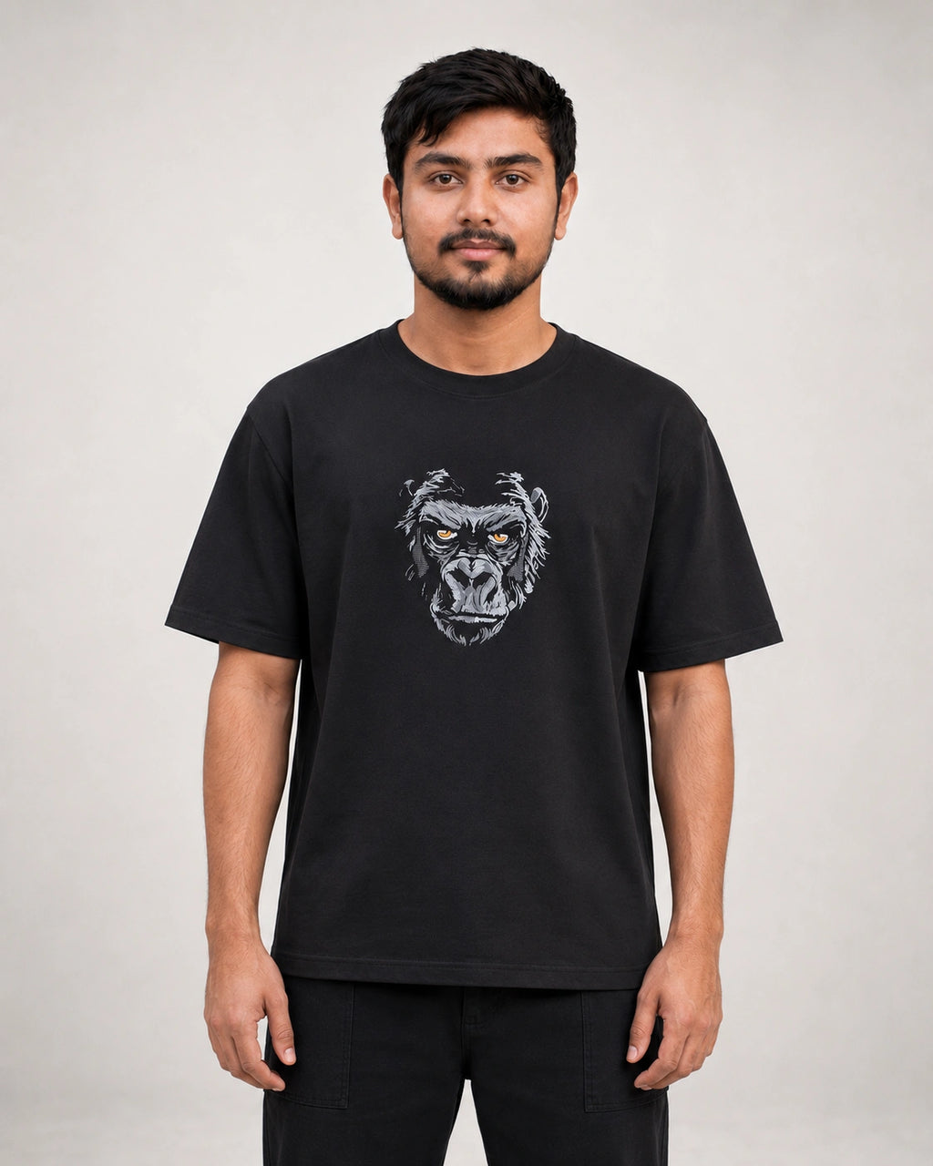 Mighty Gorilla Embroidery Oversized T-Shirt