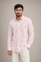 Red Heart Flower Embroidered Premium Plain Shirt | VULTARO™