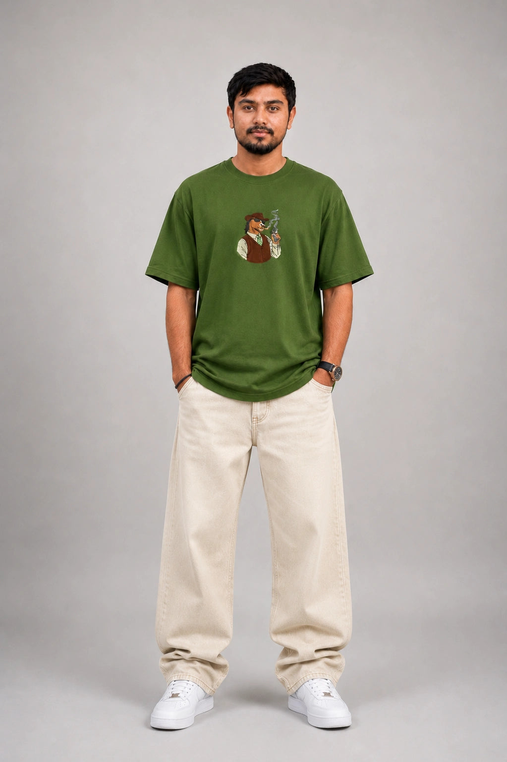 Stallion Horse Embroidery Oversized T-Shirt