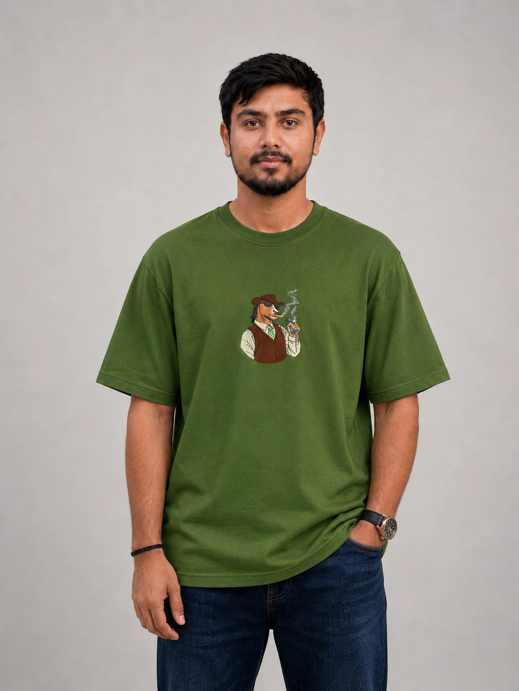 Stallion Horse Embroidery Oversized T-Shirt