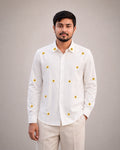 Sunflower Embroidered Premium White Plain Shirt | VULTARO™