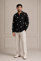 White Daisy Embroidered Premium Plain Shirt | VULTARO™
