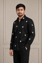 White Daisy Embroidered Premium Plain Shirt | VULTARO™