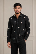 White Daisy Embroidered Premium Plain Shirt | VULTARO™