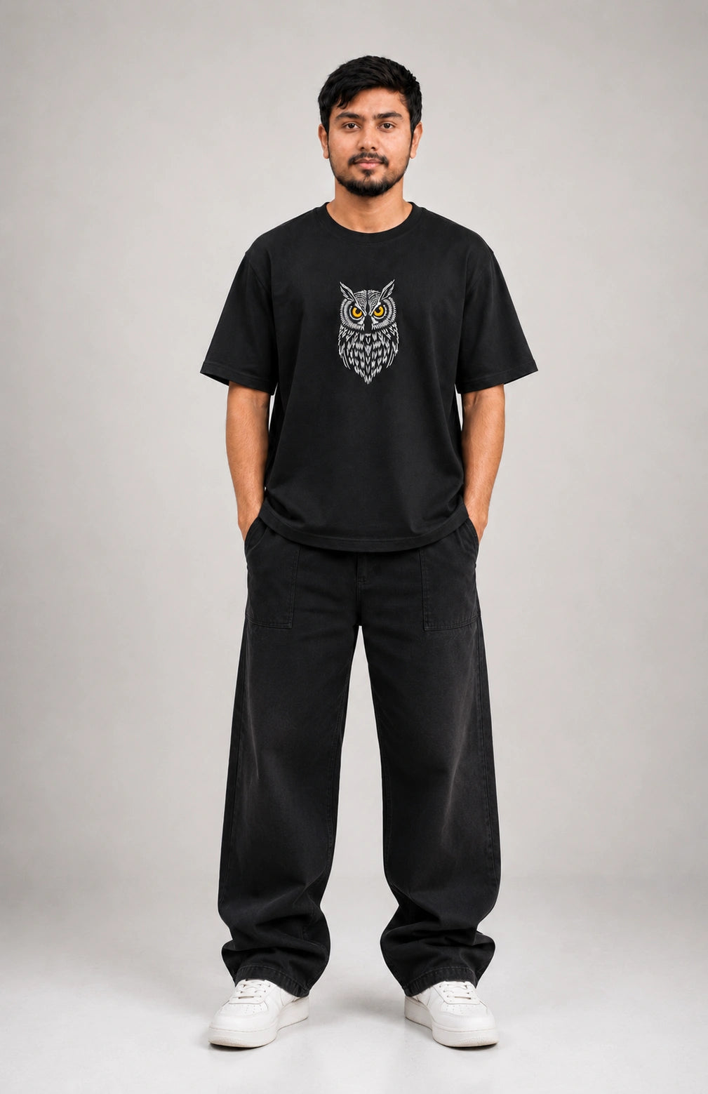 Wise Owl Embroidery Oversized T-Shirt