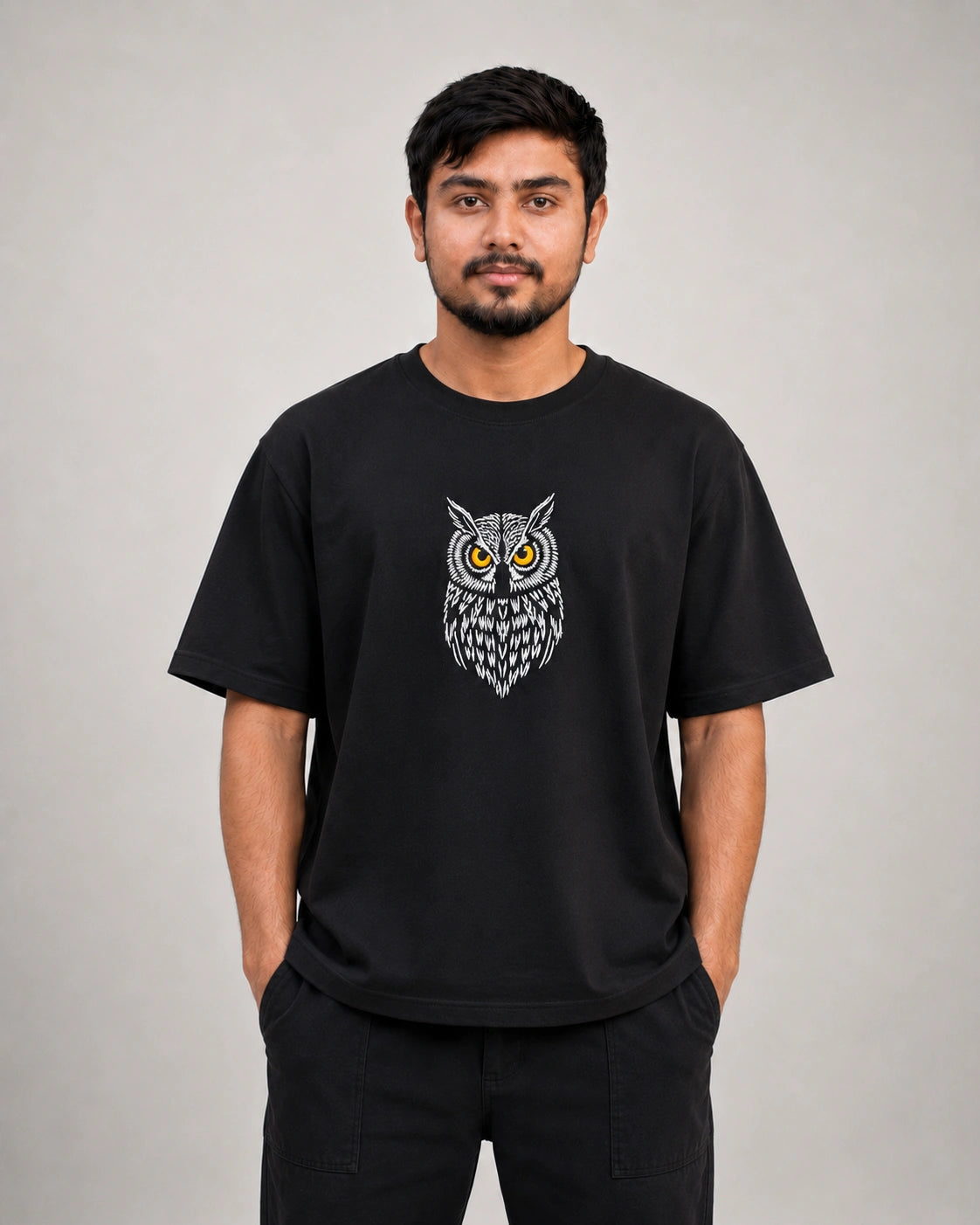 Wise Owl Embroidery Oversized T-Shirt