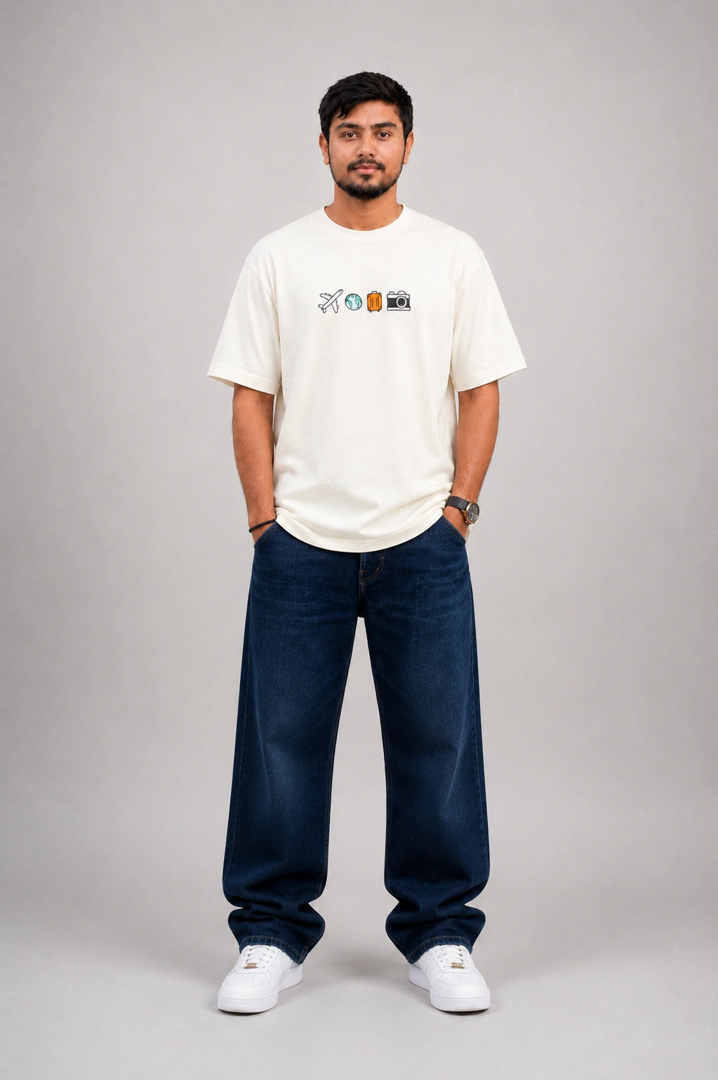Wanderlust Travel Embroidery Oversized T-Shirt
