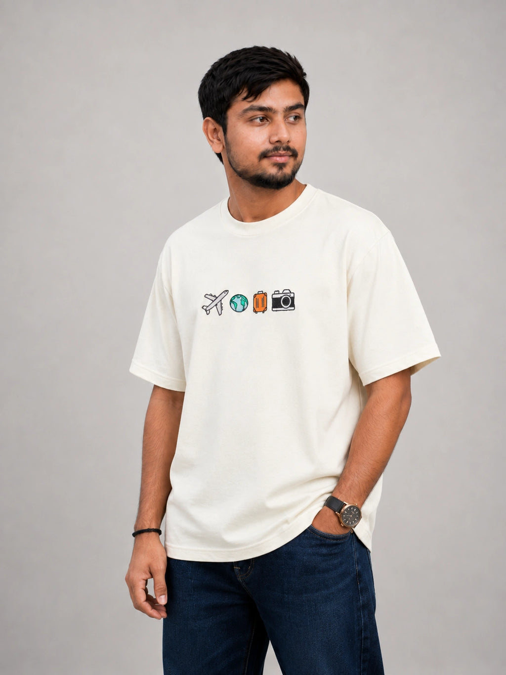 Wanderlust Travel Embroidery Oversized T-Shirt